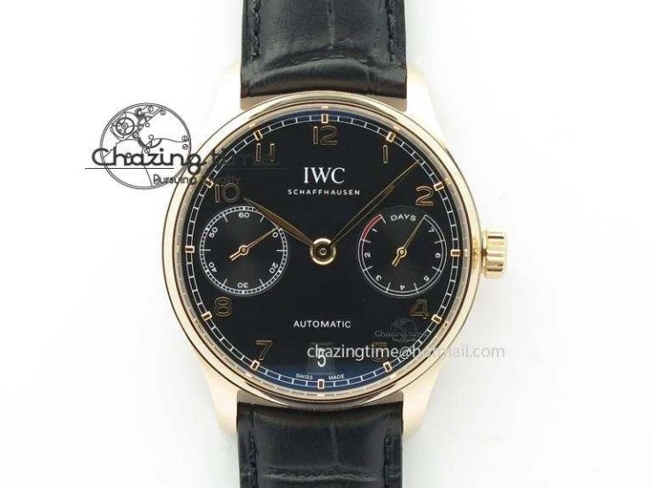 MIROTIME 0122 Reliable Portuguese IW371447 ZF 1:1 Best Edition SS Black Dial On Black Leather Strap A79350 V 7274